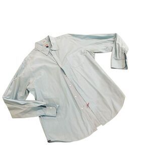 Men’s J Crew classic 100% cotton button down aqua shirt chest pocket size xl
